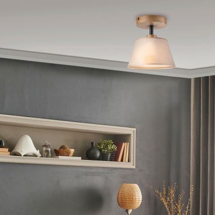 Kiinteä kattokruunu ANTONIO 1xE14/60W/230V beige/tammi