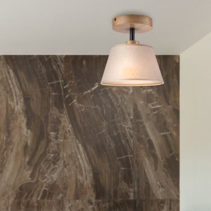 Kiinteä kattokruunu ANTONIO 1xE14/60W/230V beige/tammi