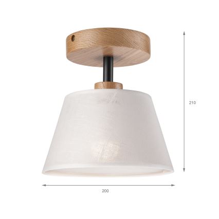 Kiinteä kattokruunu ANTONIO 1xE14/60W/230V valkoinen/tammi
