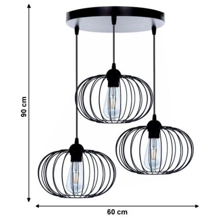 Kiinteä kattokruunu BOCCA 3xE27/60W/230V