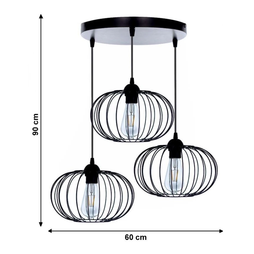 Kiinteä kattokruunu BOCCA 3xE27/60W/230V