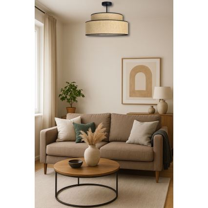 Kiinteä kattokruunu BOHO 1xE27/60W/230V beige