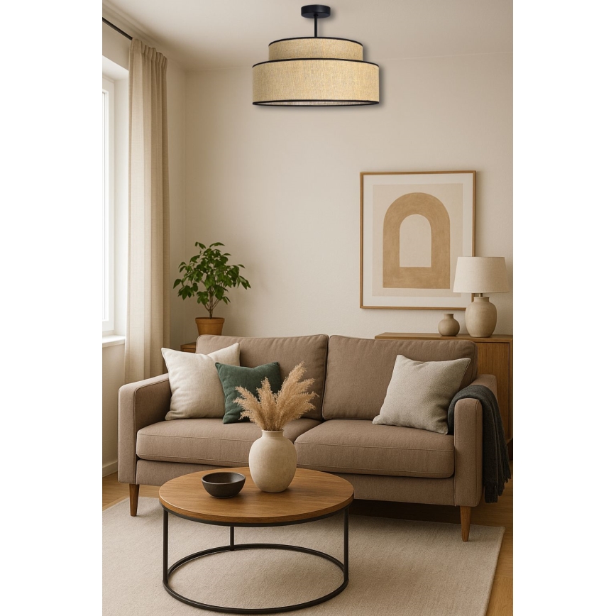 Kiinteä kattokruunu BOHO 1xE27/60W/230V beige