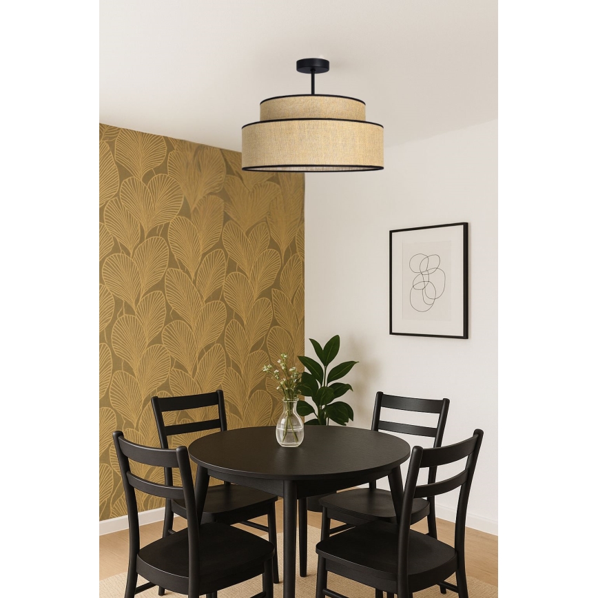 Kiinteä kattokruunu BOHO 1xE27/60W/230V beige