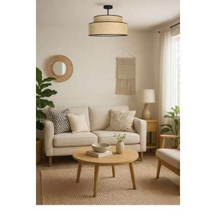 Kiinteä kattokruunu BOHO 1xE27/60W/230V beige
