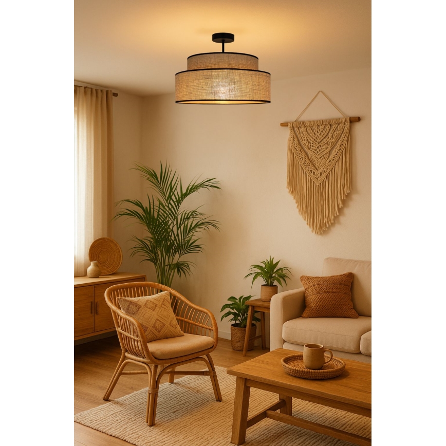 Kiinteä kattokruunu BOHO 1xE27/60W/230V beige
