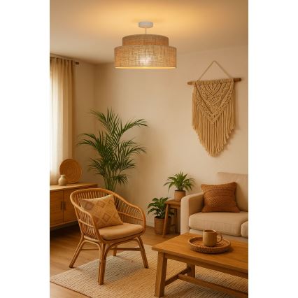 Kiinteä kattokruunu BOHO 1xE27/60W/230V beige