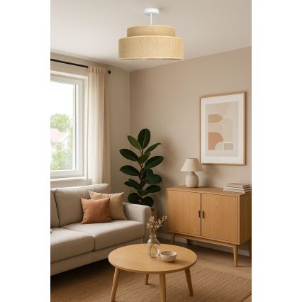 Kiinteä kattokruunu BOHO 1xE27/60W/230V beige