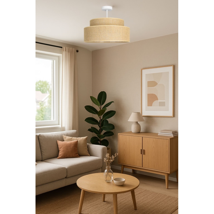 Kiinteä kattokruunu BOHO 1xE27/60W/230V beige