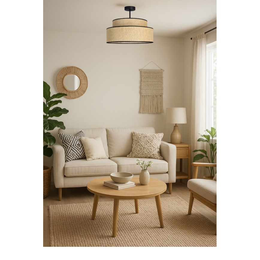 Kiinteä kattokruunu BOHO 1xE27/60W/230V halkaisija 40 cm beige