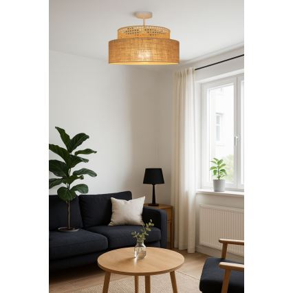 Kiinteä kattokruunu BOHO 1xE27/60W/230V halkaisija 40 cm rottinki