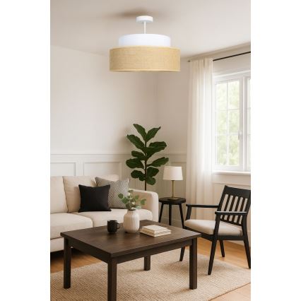 Kiinteä kattokruunu BOHO 1xE27/60W/230V halkaisija 40 cm valkoinen/beige