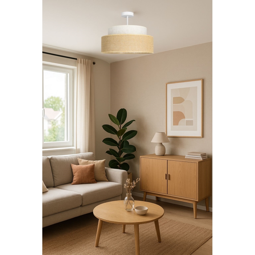 Kiinteä kattokruunu BOHO 1xE27/60W/230V kerma/beige