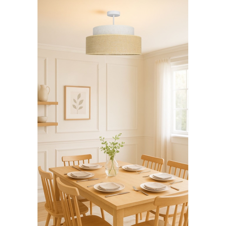 Kiinteä kattokruunu BOHO 1xE27/60W/230V kerma/beige