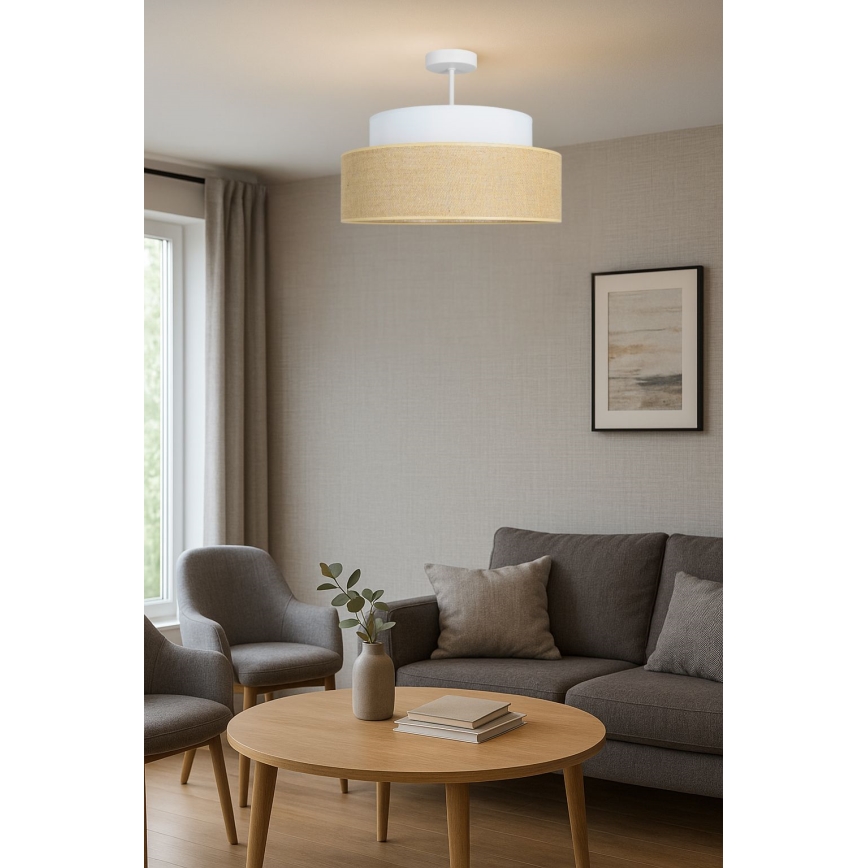 Kiinteä kattokruunu BOHO 1xE27/60W/230V kerma/beige