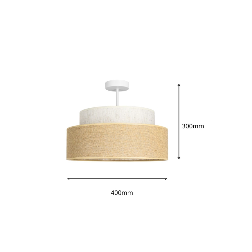 Kiinteä kattokruunu BOHO 1xE27/60W/230V kerma/beige