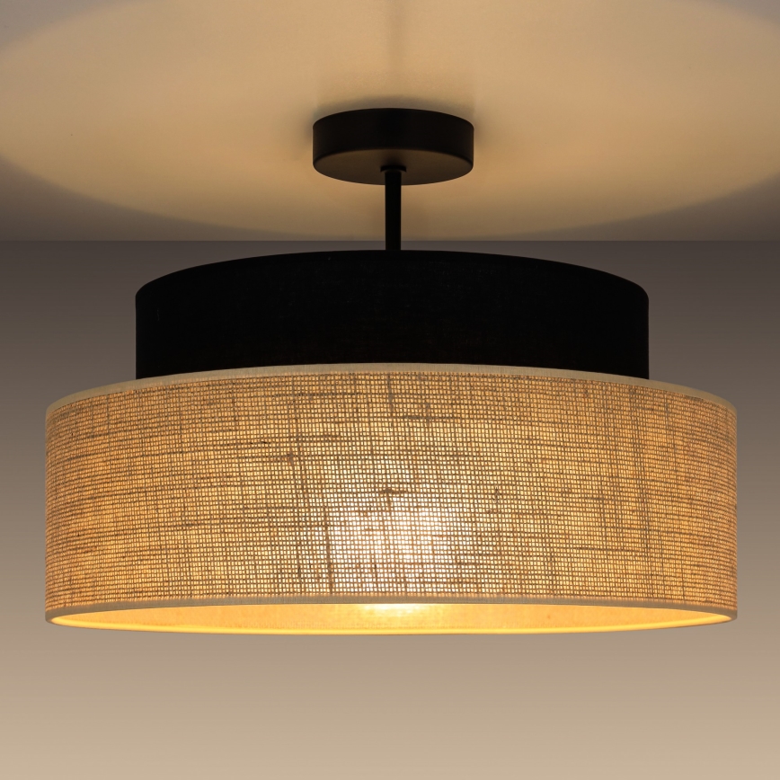Kiinteä kattokruunu BOHO 1xE27/60W/230V musta/beige