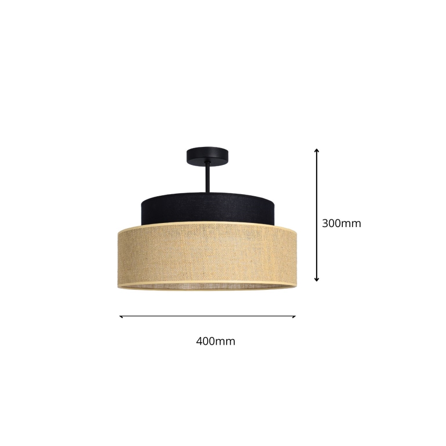 Kiinteä kattokruunu BOHO 1xE27/60W/230V musta/beige