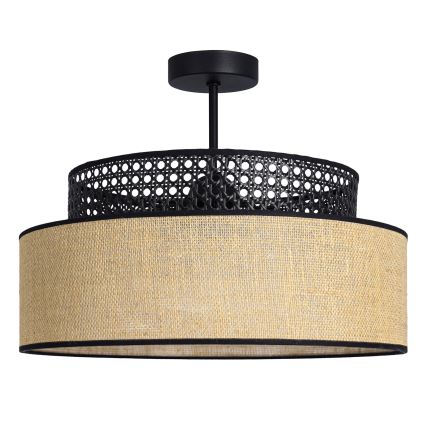 Kiinteä kattokruunu BOHO 1xE27/60W/230V musta/rottinki