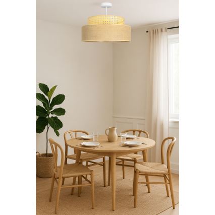 Kiinteä kattokruunu BOHO 1xE27/60W/230V rottinki