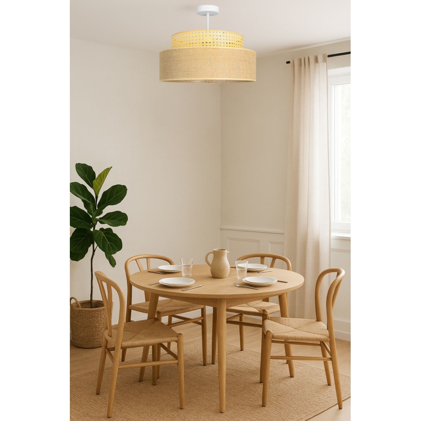 Kiinteä kattokruunu BOHO 1xE27/60W/230V rottinki