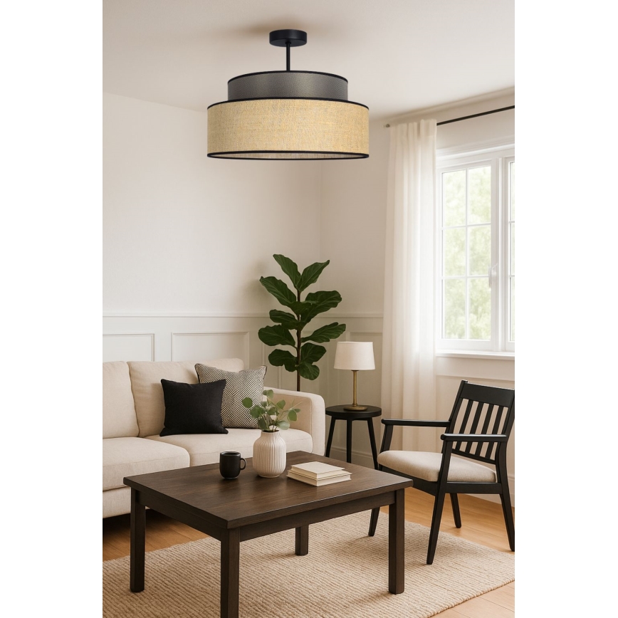 Kiinteä kattokruunu BOHO 1xE27/60W/230V ruskea/beige