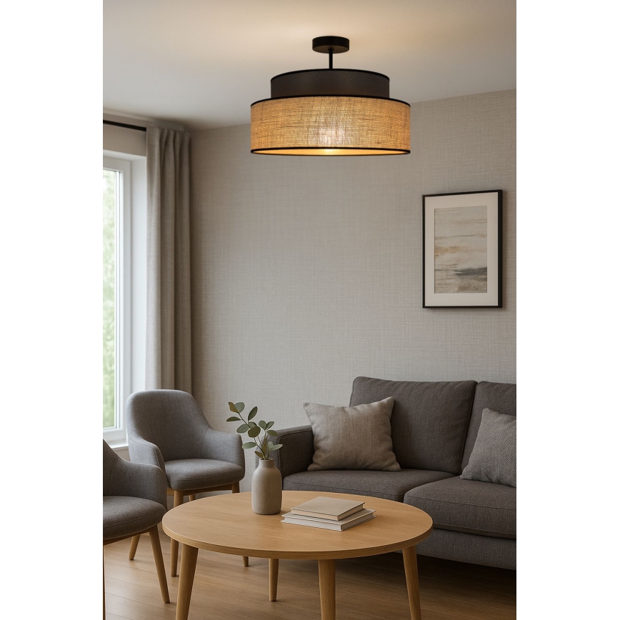 Kiinteä kattokruunu BOHO 1xE27/60W/230V ruskea/beige