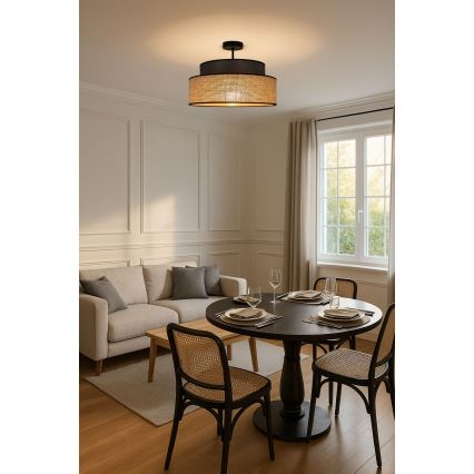 Kiinteä kattokruunu BOHO 1xE27/60W/230V ruskea/beige