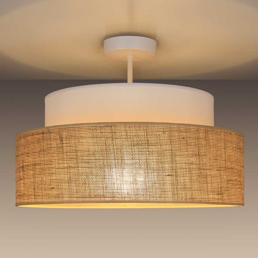 Kiinteä kattokruunu BOHO 1xE27/60W/230V valkoinen/beige