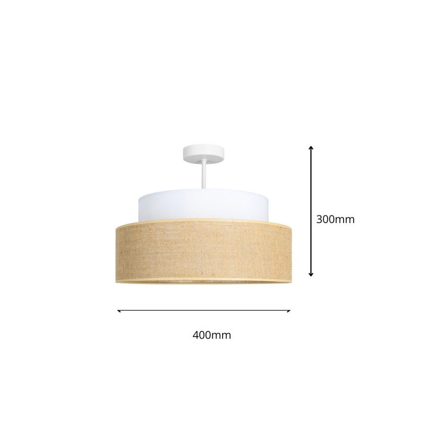 Kiinteä kattokruunu BOHO 1xE27/60W/230V valkoinen/beige