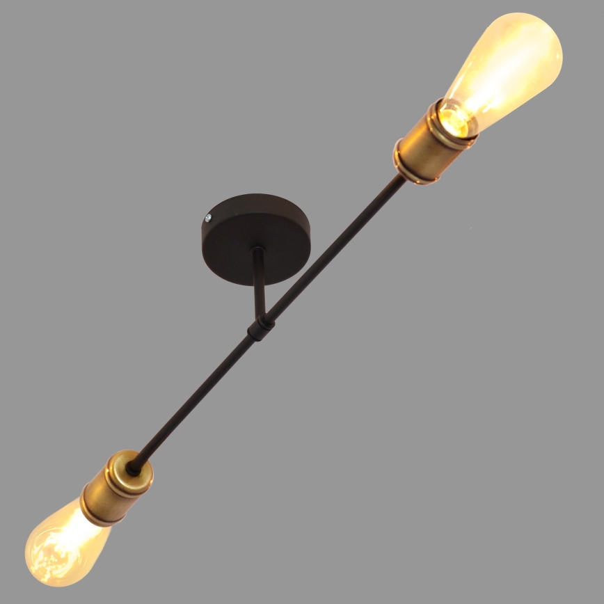 Kiinteä kattokruunu CAMBRIDGE 2xE27/15W/230V musta/kultainen