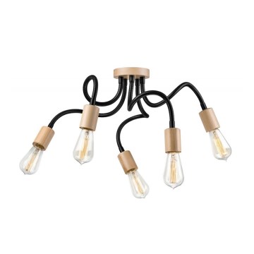 Kiinteä kattokruunu CAMERON 5xE27/60W/230V pyökki - FSC sertifioitu