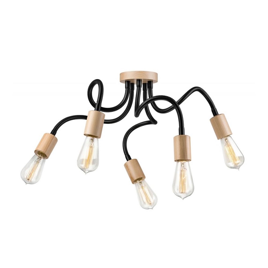 Kiinteä kattokruunu CAMERON 5xE27/60W/230V pyökki - FSC sertifioitu