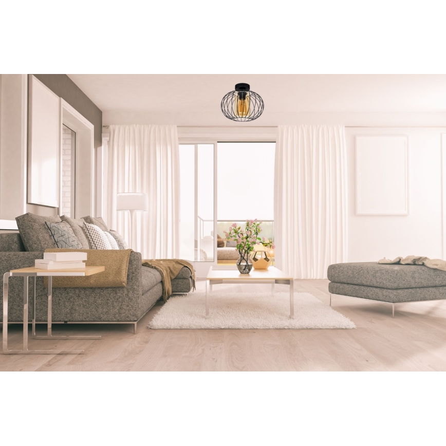Kiinteä kattokruunu CORRINI 1xE27/60W/230V halkaisija 25 cm musta/beige