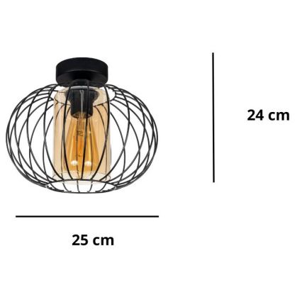 Kiinteä kattokruunu CORRINI 1xE27/60W/230V halkaisija 25 cm musta/beige