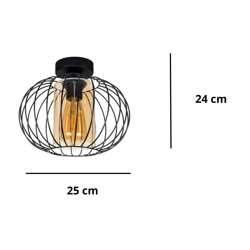 Kiinteä kattokruunu CORRINI 1xE27/60W/230V halkaisija 25 cm musta/beige