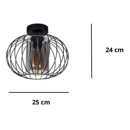 Kiinteä kattokruunu CORRINI 1xE27/60W/230V halkaisija 25 cm musta/harmaa