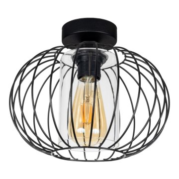 Kiinteä kattokruunu CORRINI 1xE27/60W/230V halkaisija 25 cm musta/läpinäkyvä