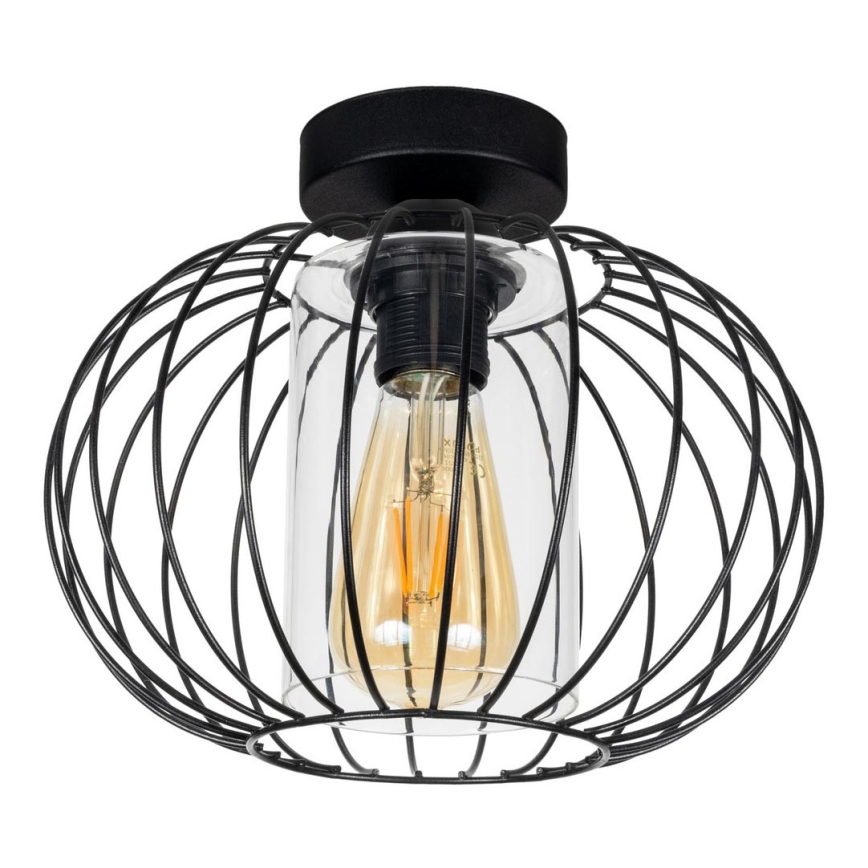 Kiinteä kattokruunu CORRINI 1xE27/60W/230V halkaisija 25 cm musta/läpinäkyvä
