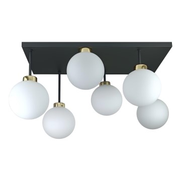 Kiinteä kattokruunu DEA 6xE14/60W/230V musta/kulta/valkoinen