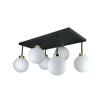 Kiinteä kattokruunu DEA 6xE14/60W/230V musta/kulta/valkoinen