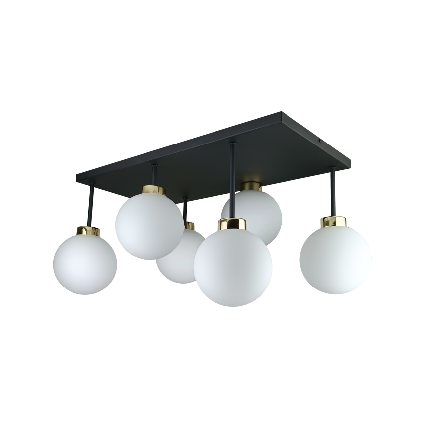 Kiinteä kattokruunu DEA 6xE14/60W/230V musta/kulta/valkoinen