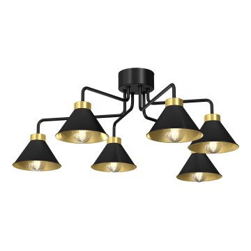 Kiinteä kattokruunu DEMET 6xE27/60W/230V musta/kulta