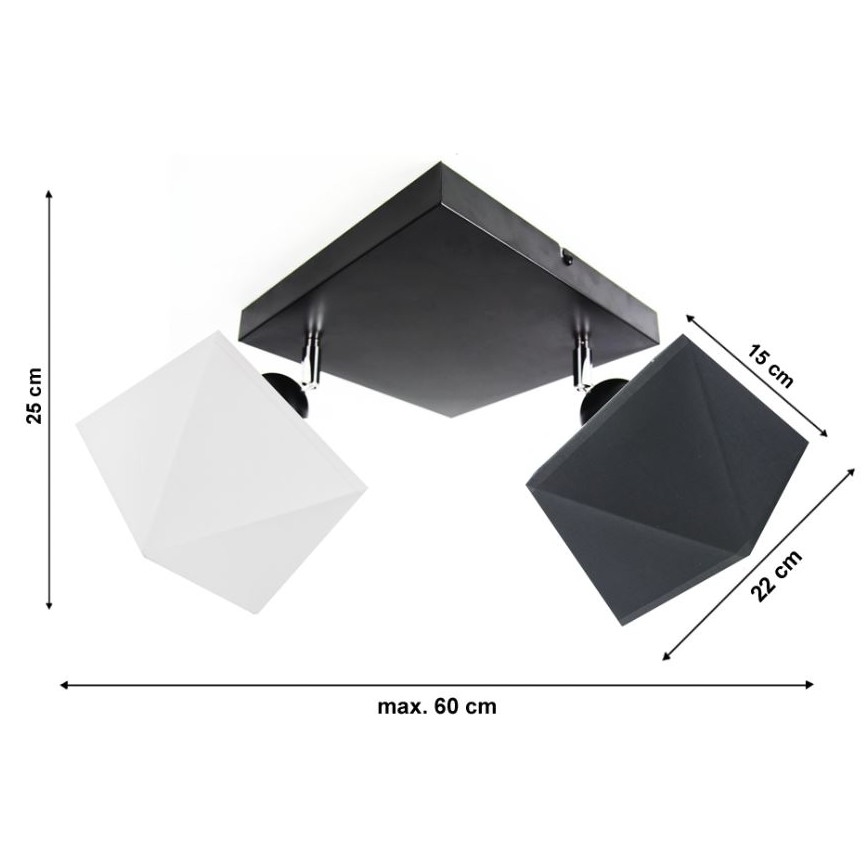 Kiinteä kattokruunu DIAMENT 2xE27/60W/230V mustavalkoinen
