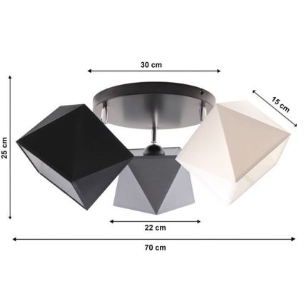 Kiinteä kattokruunu DIAMENT 3xE27/60W/230V