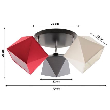 Kiinteä kattokruunu DIAMENT 3xE27/60W/230V