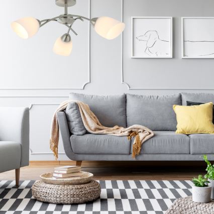 Kiinteä kattokruunu DONNA 3xE27/60W/230V nikkeli