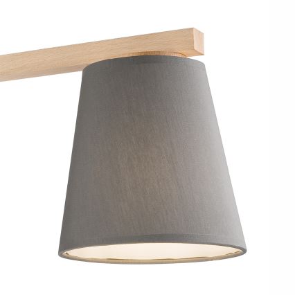Kiinteä kattokruunu ELLIE 3xE27/60W/230V harmaa/pyökki - FSC sertifioitu