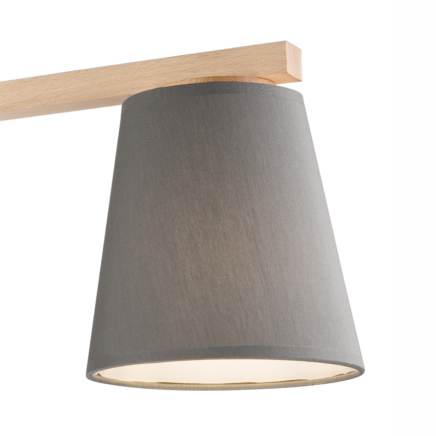 Kiinteä kattokruunu ELLIE 3xE27/60W/230V harmaa/pyökki - FSC sertifioitu