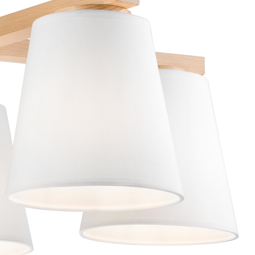 Kiinteä kattokruunu ELLIE 5xE27/60W/230V valkoinen/pyökki - FSC sertifioitu